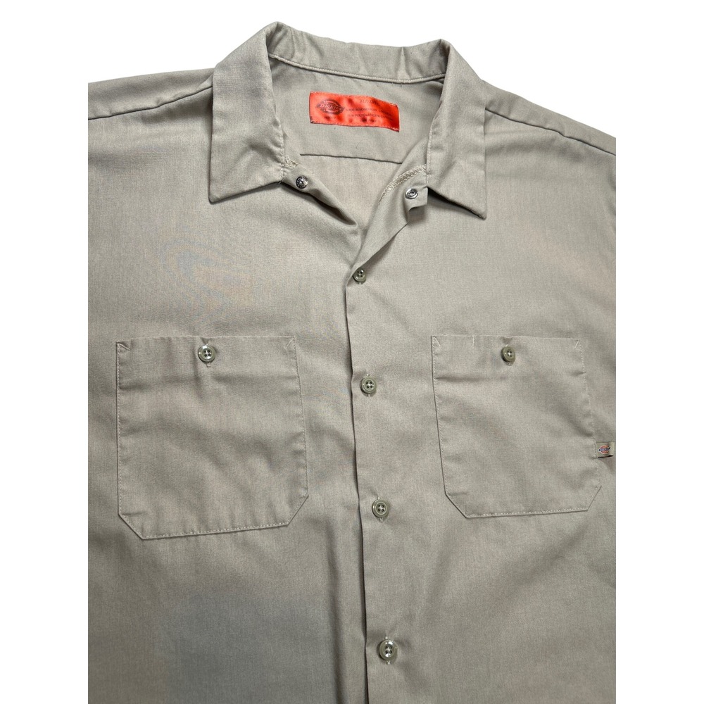 Dickies Mens XL Khaki Tan Short Sleeve Button Up Work Shirt LS535DS Utility